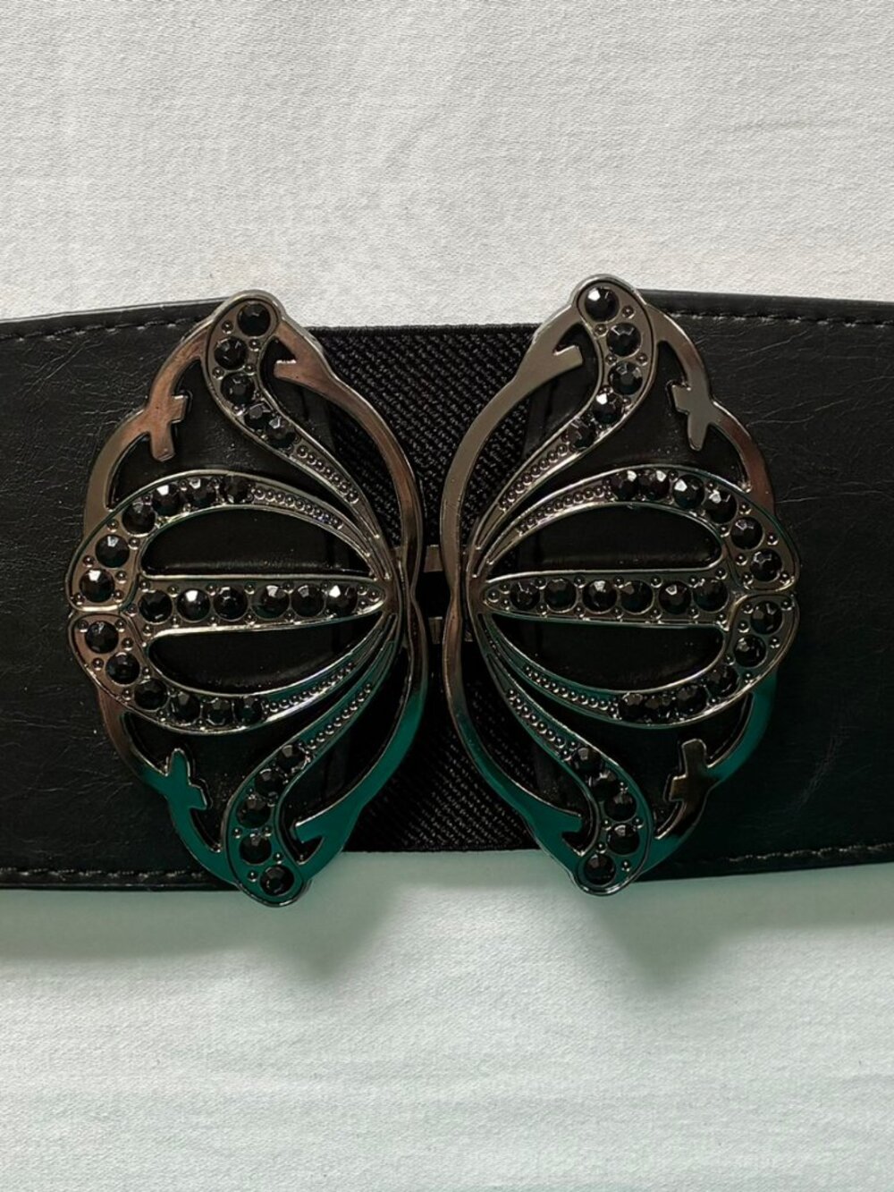 Ricki's Stretch Black Jewelled Butterfly Belt, Size Medium